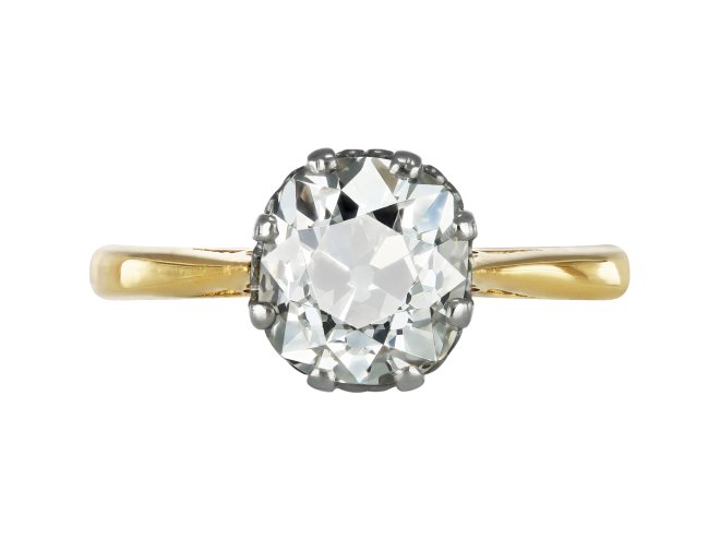 Old mine diamond solitaire ring, circa 1915