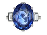 Ceylon sapphire and diamond ring, French, circa 1920.