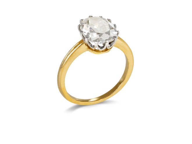 Old mine diamond solitaire ring, circa 1905.