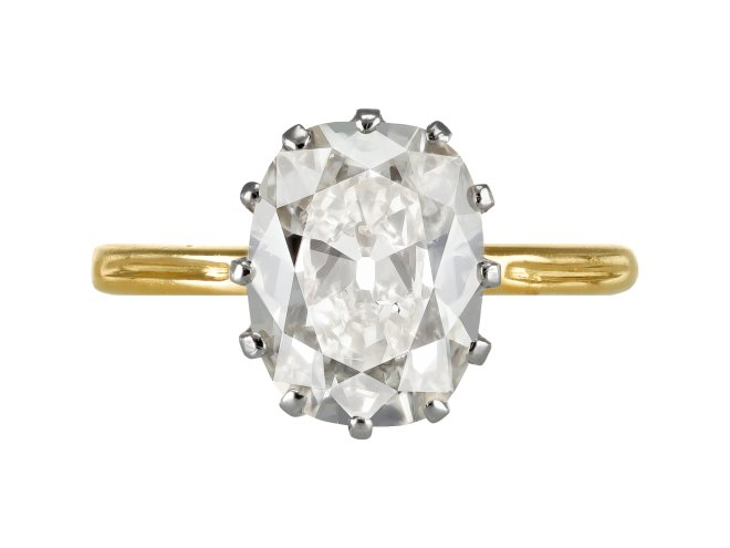 Old mine diamond solitaire ring, circa 1905.