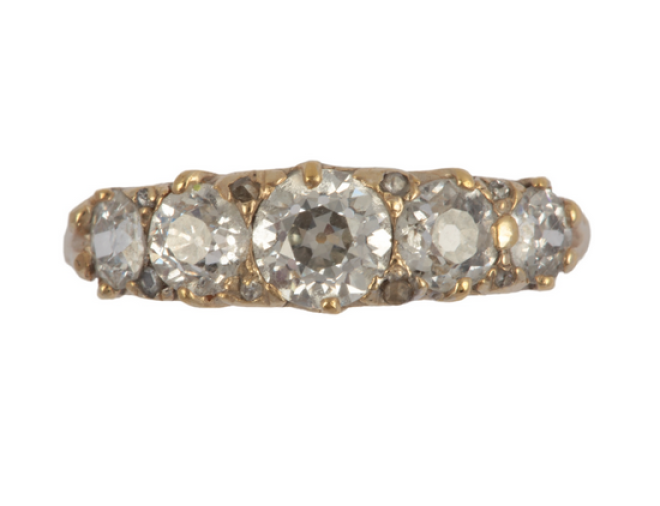 A five-stone diamond ring, early 20th century 