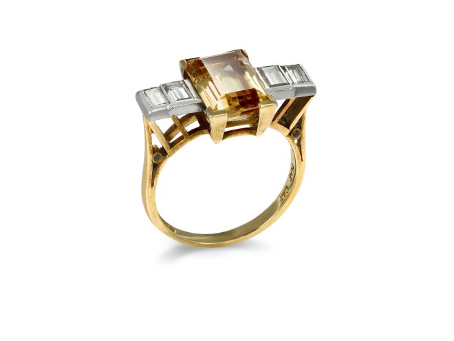 Cropp & Farr, a topaz and diamond cocktail ring, circa 1962