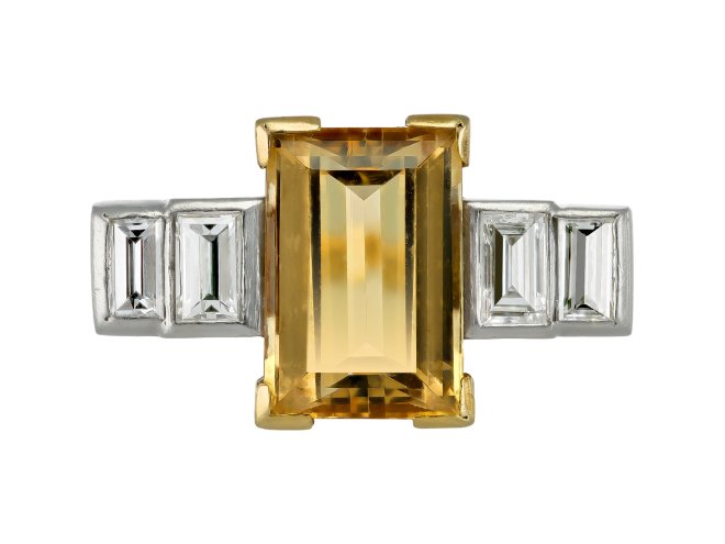 Cropp & Farr, a topaz and diamond cocktail ring, circa 1962