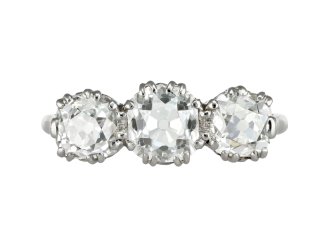 Old mine diamond three stone ring, circa 1920.