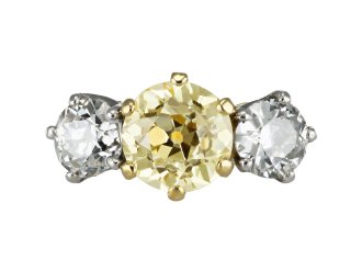Edwardian three stone diamond ring, circa 1910.