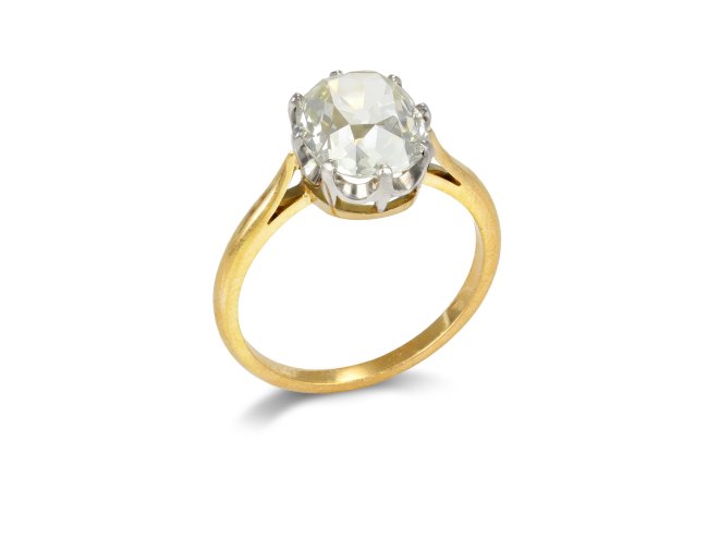 Old mine diamond solitaire ring, circa 1905.