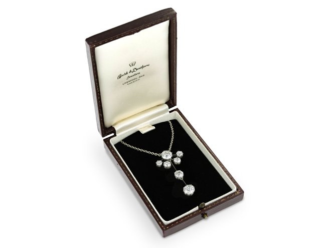 Old cut diamond necklace, circa 1930.