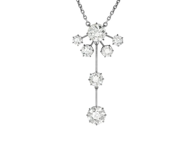 Old cut diamond necklace, circa 1930.