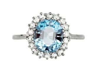Aquamarine and diamond coronet cluster, circa 1940.