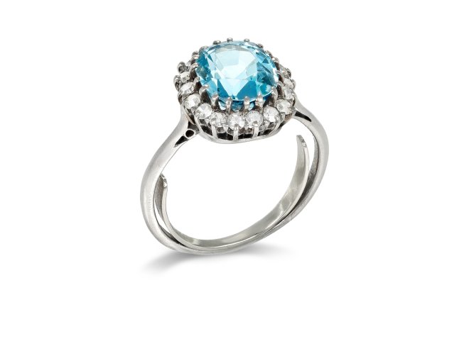 Aquamarine and diamond coronet cluster, circa 1940.