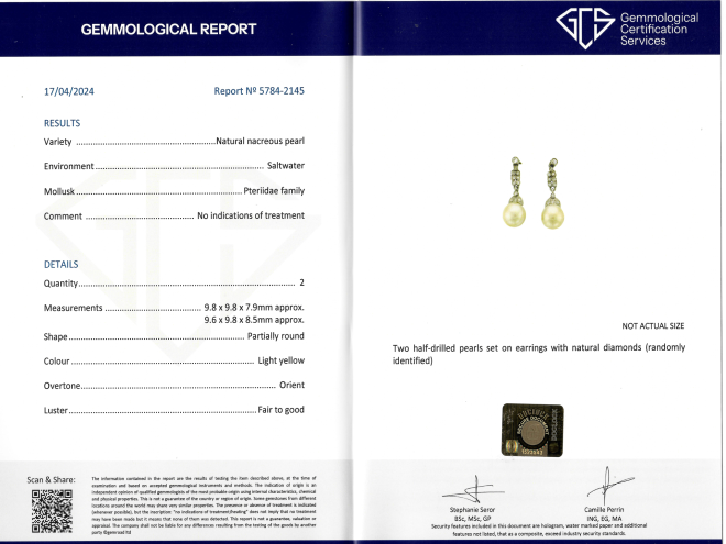 Natural pearl and diamond drop earrings, circa 1915.
