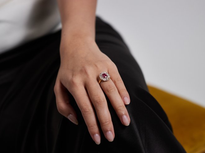 Antique Burmese ruby and diamond coronet cluster ring, circa 1905