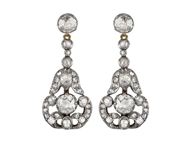 Diamond drop earrings, circa 1905