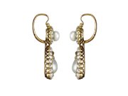 Natural Pearl and diamond convertible drop earrings, circa 1900. 