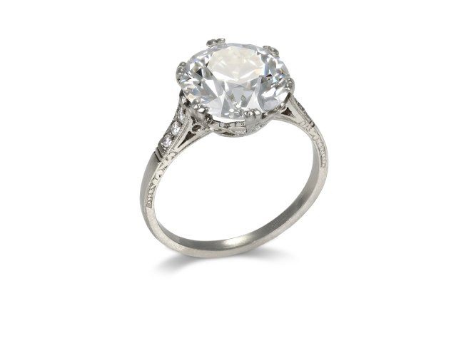 3.86 carat old cut diamond ring, circa 1915.