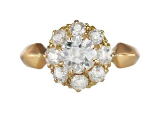 Diamond coronet cluster ring, circa 1900.