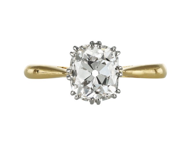 Old mine diamond solitaire ring, circa 1910.