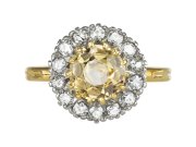 Yellow sapphire and diamond coronet cluster, circa 1915. 