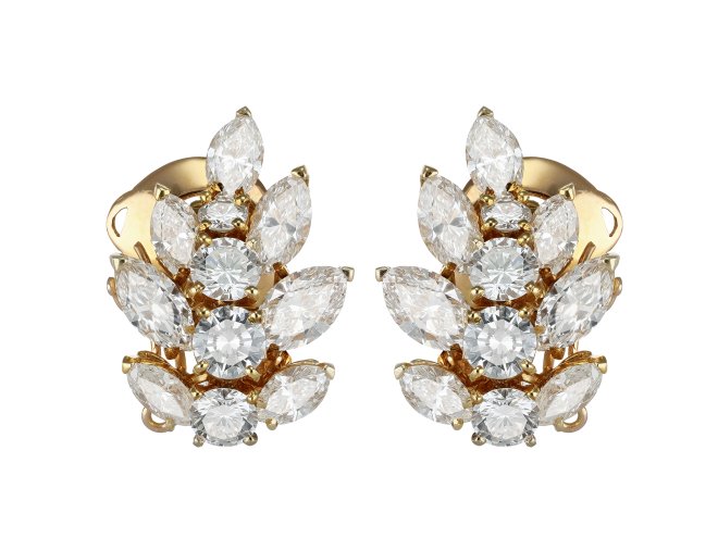 M. G&eacute;rard diamond earrings, French, circa 1970.