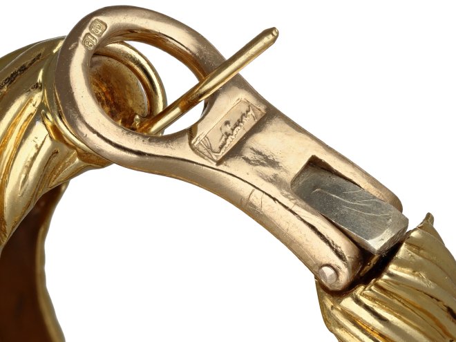 Kutchinsky diamond hoop earrings, English, circa 1970. 