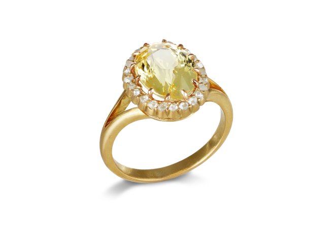 Yellow sapphire and diamond coronet cluster, circa 1910.