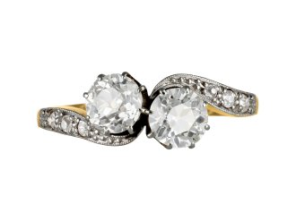 Edwardian diamond crossover ring, circa 1910. 