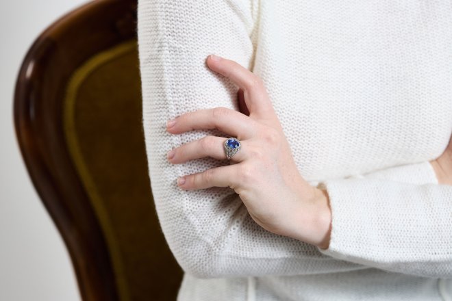 Burmese Sapphire and diamond cluster ring, French, circa 1920. 