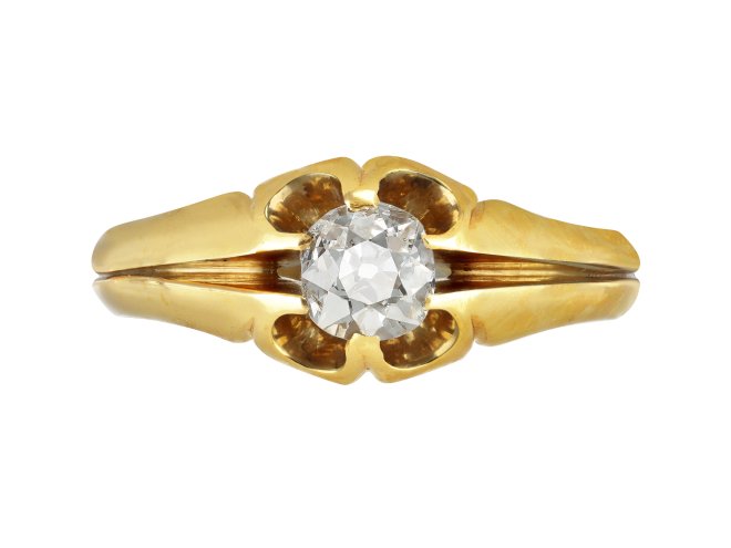 Diamond solitaire ring, English, 1898. 