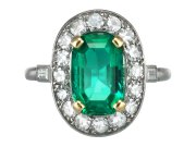 Cartier Colombian emerald and diamond cluster ring, French.