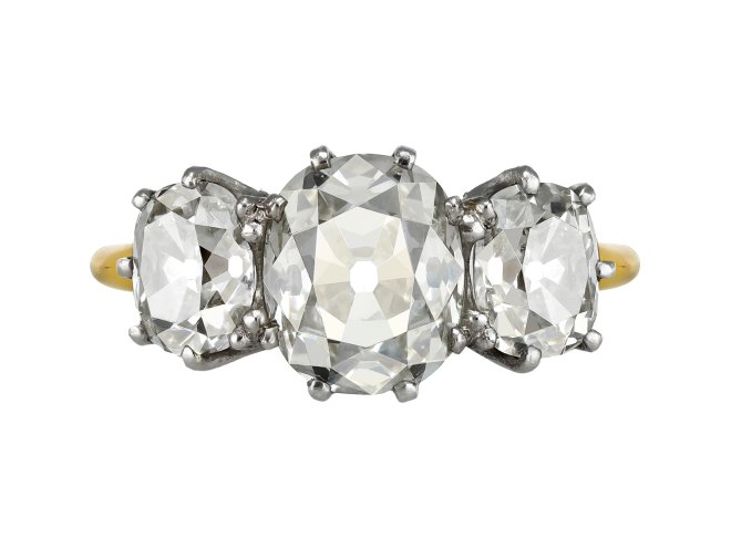 Diamond Three stone ring, circa 1910.