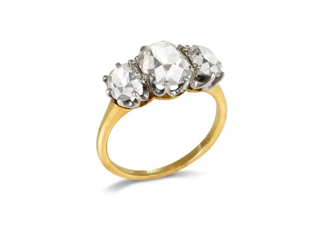 Diamond Three stone ring, circa 1910.