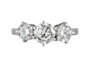 Diamond three stone ring, circa 1940.