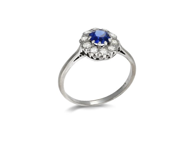 Sapphire and diamond coronet cluster, circa 1940.