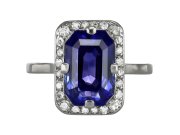 Art Deco purple sapphire and diamond cluster ring, circa 1920.