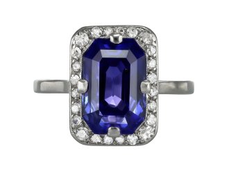 Art Deco purple sapphire and diamond cluster ring, circa 1920.