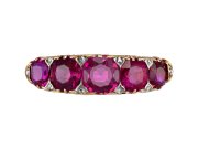Burmese ruby five stone ring, circa 1890. 