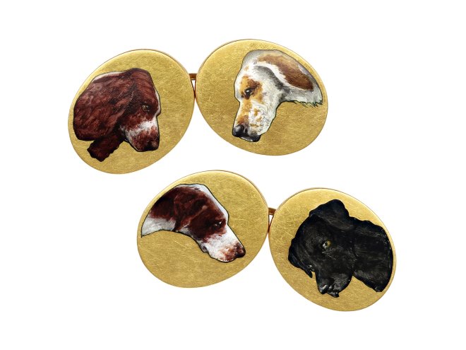 Enamel Dog Cufflinks, circa 1900.