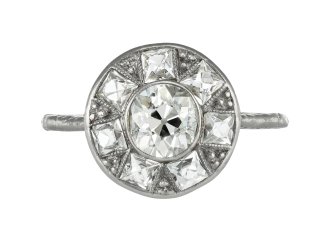 Art Deco diamond target ring, circa 1925.