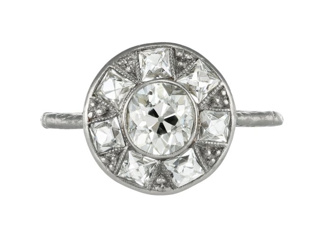 Art Deco diamond target ring, circa 1925.