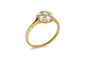 Edwardian diamond cluster ring, English, 1916.