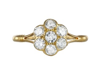 Edwardian diamond cluster ring, English, 1916.