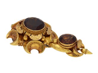 Victorian citrine and gold brooch, circa 1866