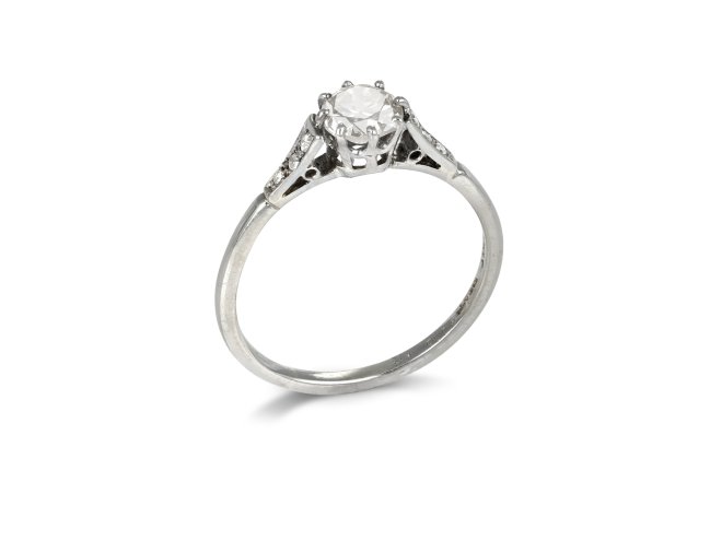 Diamond Flanked Solitaire, circa 1930.