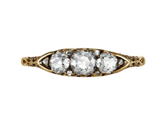 Victorian diamond three stone ring, circa 1900.