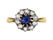 Sapphire and diamond coronet cluster, circa 1890. 