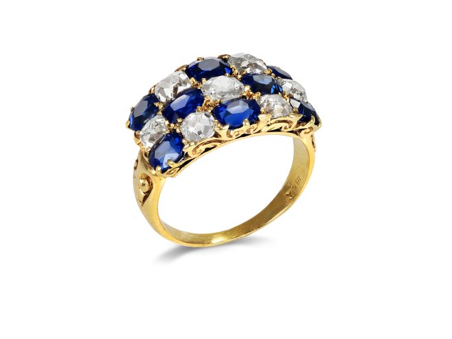 Victorian sapphire and diamond ring, circa 1890.