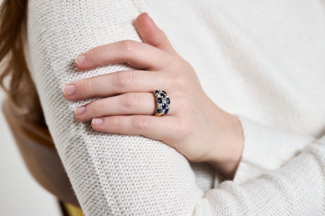 Victorian sapphire and diamond ring, circa 1890.