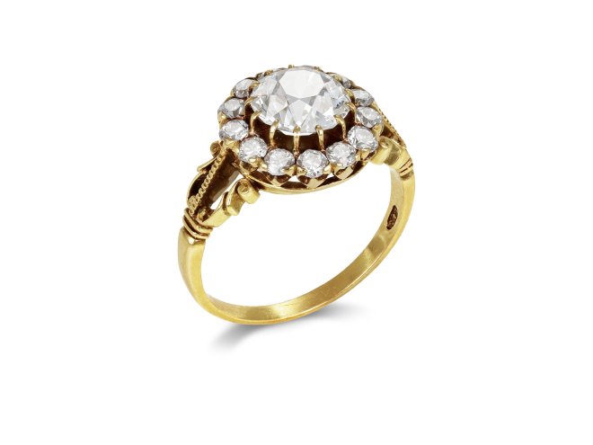 Diamond Coronet cluster ring, circa 1900.