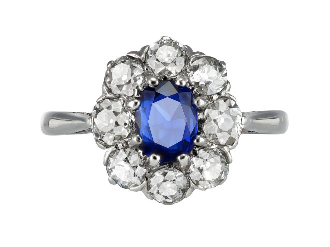 Early 20th Century sapphire and diamond ring. 