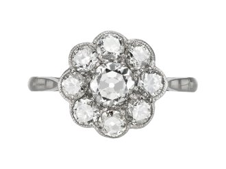 Diamond coronet cluster ring, circa 1920.